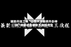 辅助开挂工具“山西大唐麻将外卦神器”揭秘透视辅助万能挂用法
