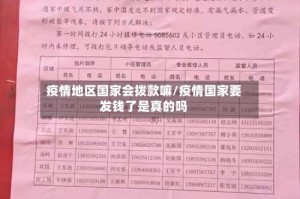 疫情地区国家会拨款嘛／疫情国家要发钱了是真的吗