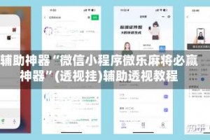 辅助神器“微信小程序微乐麻将必赢神器”(透视挂)辅助透视教程