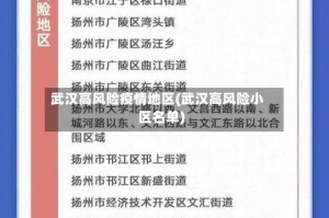 武汉高风险疫情地区(武汉高风险小区名单)