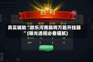 真实辅助“微乐河南麻将万能开挂器”(曝光透视必备猫腻)