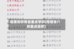 福建高校有省重点学科(福建省八所重点高校)
