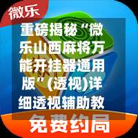 重磅揭秘“微乐山西麻将万能开挂器通用版	”(透视)详细透视辅助教程-第1张图片