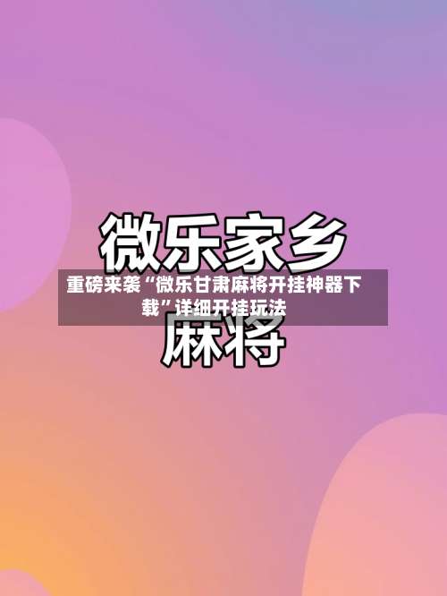 重磅来袭“微乐甘肃麻将开挂神器下载	”详细开挂玩法-第2张图片