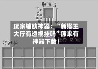 玩家辅助神器：“新猴王大厅有透视挂吗	”原来有神器下载！-第1张图片