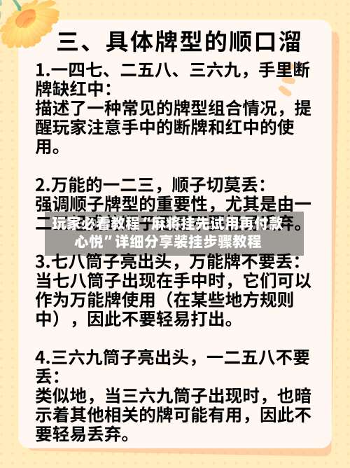 玩家必看教程“麻将挂先试用再付款心悦	”详细分享装挂步骤教程-第1张图片