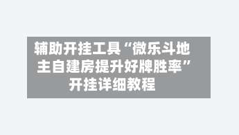 辅助开挂工具“微乐斗地主自建房提升好牌胜率”开挂详细教程-第2张图片