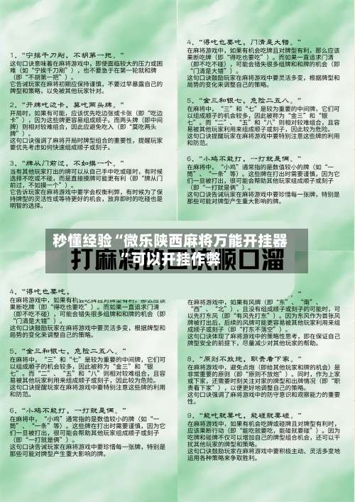 秒懂经验“微乐陕西麻将万能开挂器	”可以开挂作弊-第1张图片