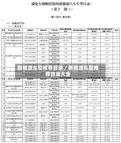 新能源车型推荐目录/新能源车型推荐目录大全-第1张图片