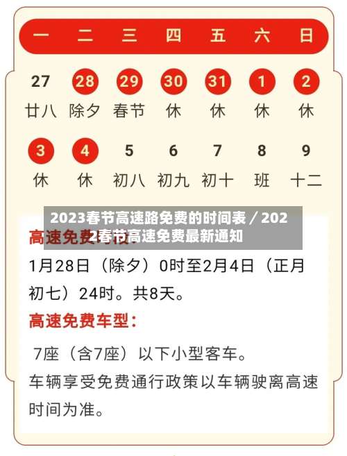 2023春节高速路免费的时间表/2022春节高速免费最新通知-第1张图片